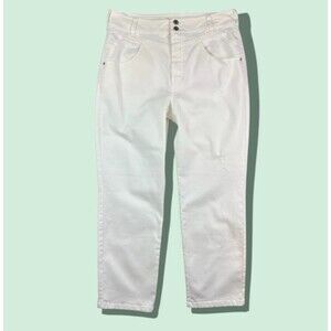 Pilcro | Anthropologie Jeans  Women's 32  White Hi-Rise Front Yoke Straight Crop